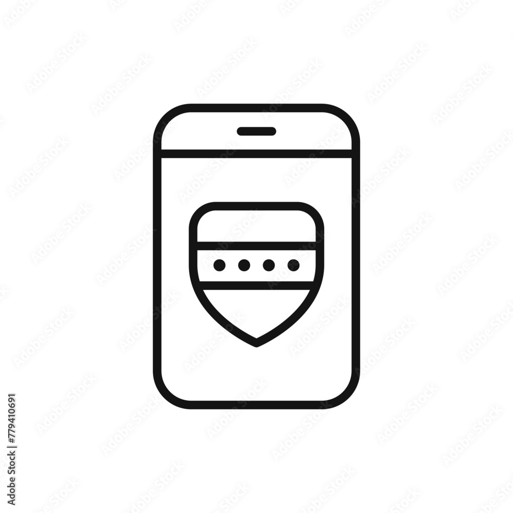 Aufkleber password on the phone vector icon. shield protection simple icon. unlock code.