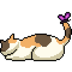 pixel art of cat and butterfly