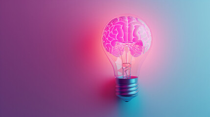 Illuminated Brainstorm: Brain Glowing within Lightbulb