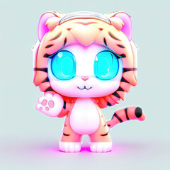 Naklejka premium 3D furry forest lion with beautiful colors and white backgroundwith Generative AI technology 