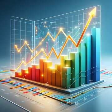 Closeup financial chart with uptrend line. business graph showing growth