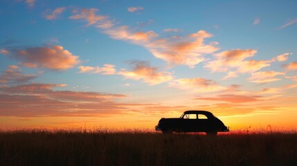 silhouette of bicycle on sunset