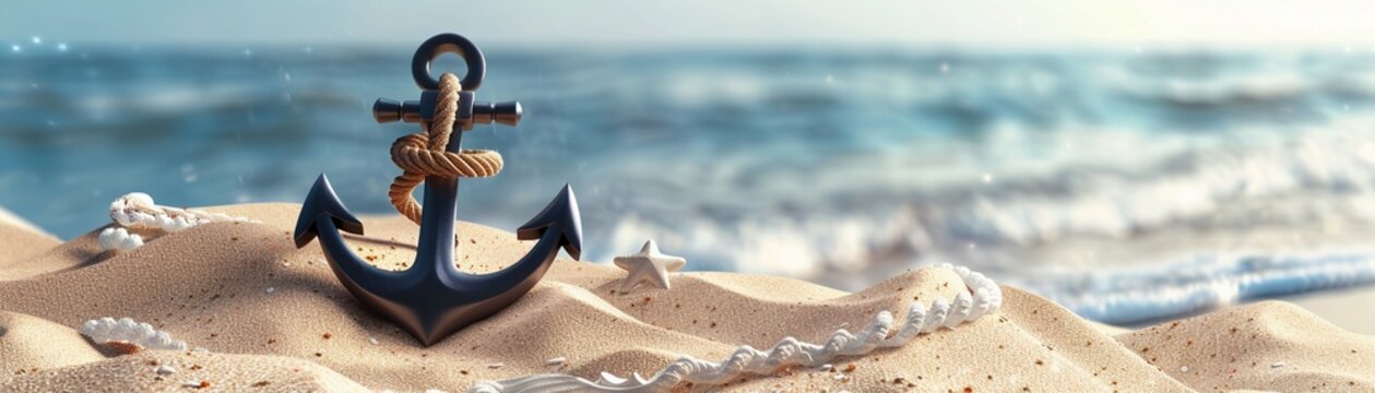 Anchor clipart resting in the sand