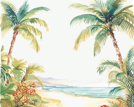 Beach party invitation clipart with tropical motifs