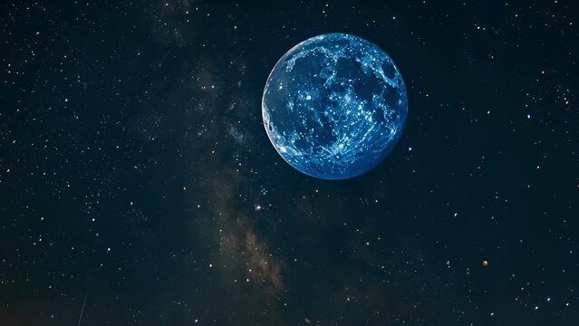 Surrounding the supermoon a dazzling display of shooting stars streaks across the sky adding to the spectacle. . .
