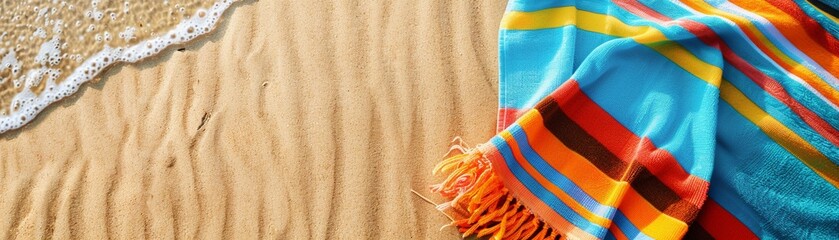 Beach towel clipart spread out on the sand - obrazy, fototapety, plakaty