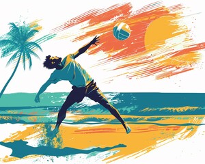 Beach volleyball clipart midspike action