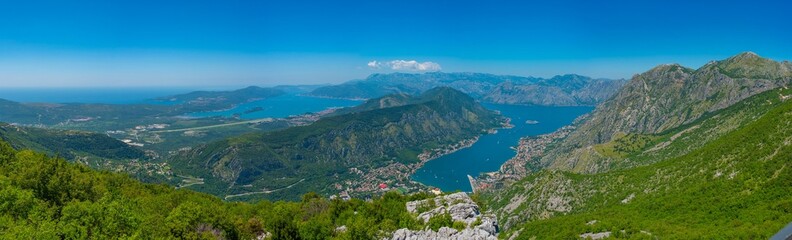 Aerial view of Boka Kotorska bay and Tivat in Montenegro