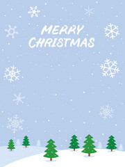 Snowy Merry Christmas card illustration