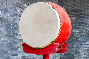 The big red drum at the Confucius Temple of Guangzhou Agricultural Training Institute