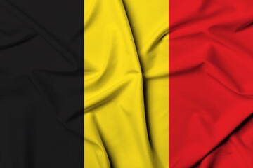 Beautifully waving and striped Belgium flag, flag background texture with vibrant colors and fabric background