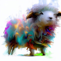 3D furry forest lion with beautiful colors and white background. with Generative AI technology	
