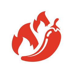 Hot chili pepper vector icon. Flames and spicy pepper symbol.