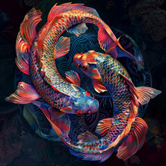 Whimsical Pisces: a colorful digital airbrushing portrait