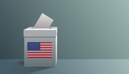 USA presidential election day concept paper ballot in voting box horizontal