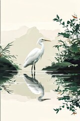 Presentation Once your white heron illustration is comp