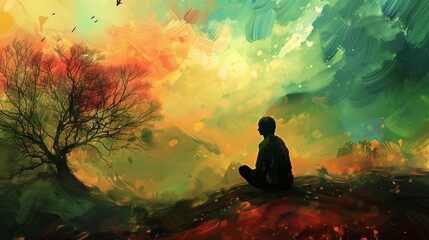 Serenity in Chaos: Finding Calm in the Storm - An Emotional Idea Illustration