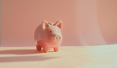 Small pink pig sitting on top of a table