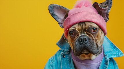 Fashion photography of a cute anthropomorphic dog, generative Ai - obrazy, fototapety, plakaty