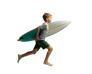 male walking along beach with surfboard and smiling