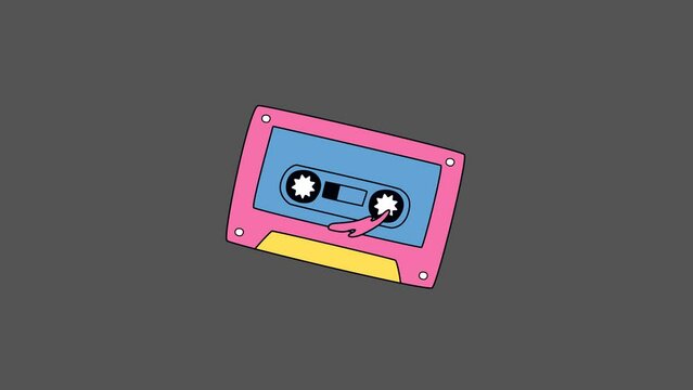 Retro Music Title Cartoon Animation with Create Text and Tape Cassette Icon