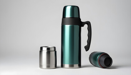 Contemporary thermos on blank background