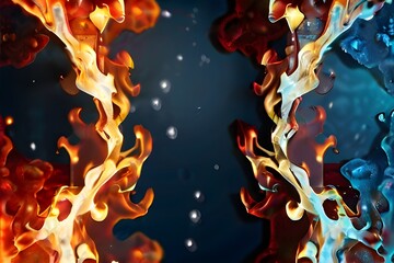 Abstract Fire and Ice element against (vs) each other background. Heat and Cold concept Generative AI