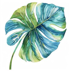 Discover tropical bliss watercolor leaf, clipart, white isolate
