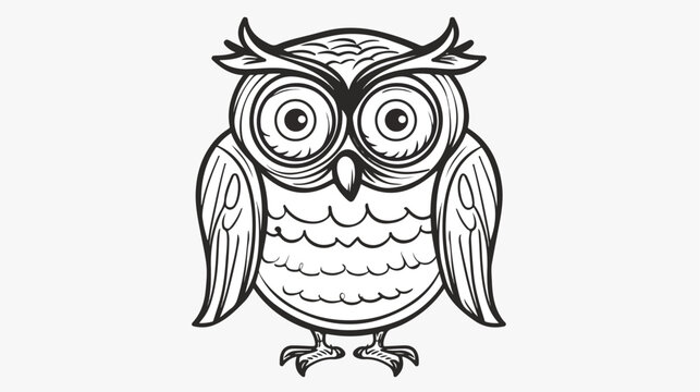 Owl doodle. Hand drawn lines cartoon vector illustration 