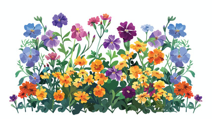 Panorama of colorful summer flowers. Flower bed 