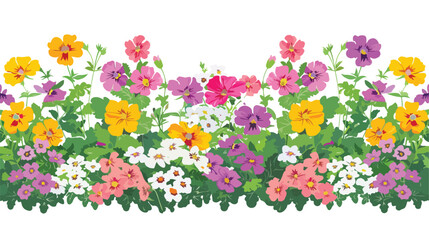 Panorama of colorful summer flowers. Flower bed  - obrazy, fototapety, plakaty