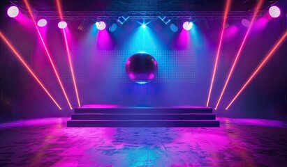 Stage with illuminated lights