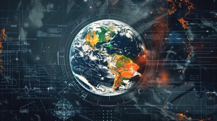 Digital art of Earth with heat map overlay