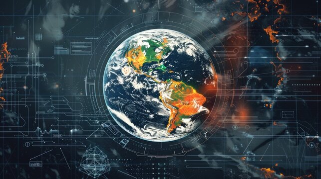 Digital art of Earth with heat map overlay - Powered by Adobe