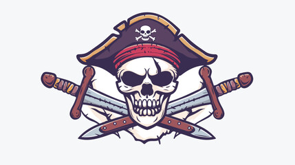 Pirate sign with skull and crossed swords icon. Childr