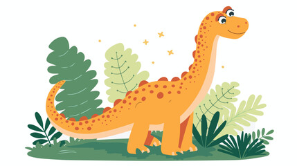 Plateosaurus coloring page. Cute flat dinosaur 