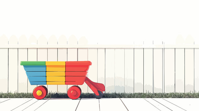 Posterized efecct of a multicolored cart near white wo