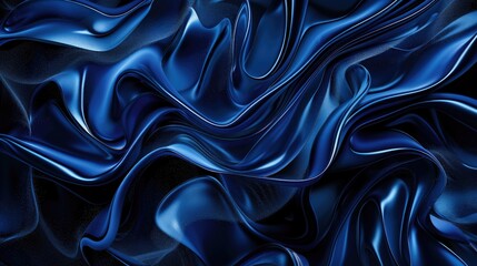 Flowing blue satin fabric with a silky sheen and ripples.