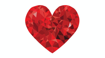 Red heart isolated on white background with pattern 