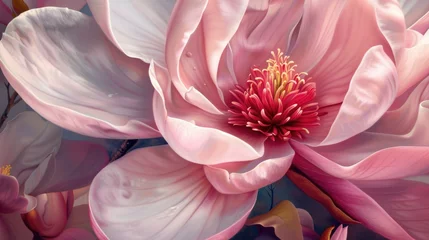 Gordijnen Digital illustration of a magnolia flower in bloom. © Julia Jones