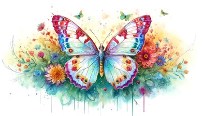 Watercolor Painting of Great Southern White Butterfly