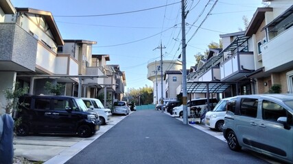 Landscape of residential area, Kyoto, Japan. Scenery of a typical residential area in Japan.