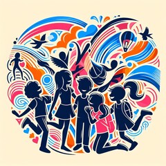 Happy friendship day with friends of people hugging together to celebrate,Generative ai