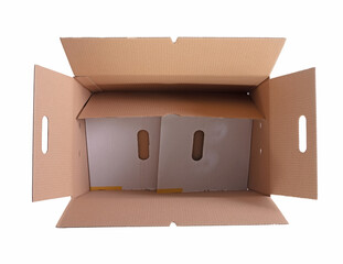 Foldable cardboard box used for storage moving or shipping purposes isolated - 779426027