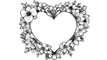 Heart frame hand drawn for adult coloring book flat vector