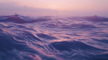 The smooth, rolling waves of a calm sea at dusk, embodying peace and serenity - obrazy, fototapety, plakaty