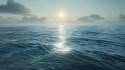 The smooth, rolling waves of a calm sea at dusk, embodying peace and serenity