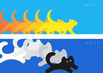 Kawaii Cats vector illustration  Smiling Kitty, cute and round-faced cat