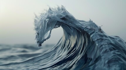 The unique shape of a wave caused by the wind, creating a sculptural form on the sea