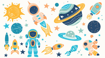 Obraz na płótnie Canvas Illustration about space things logo mascots background